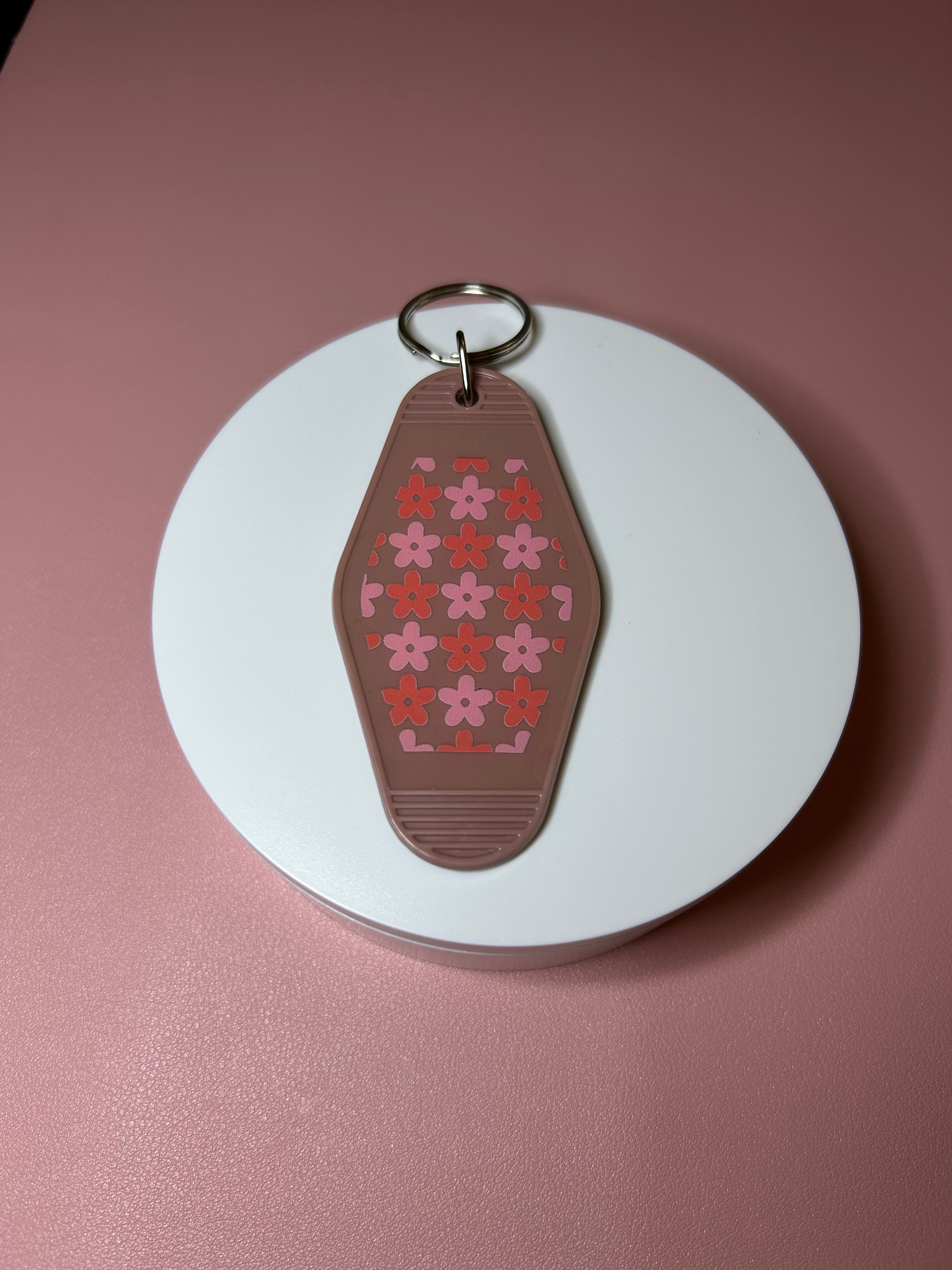 Double sided motel keychain